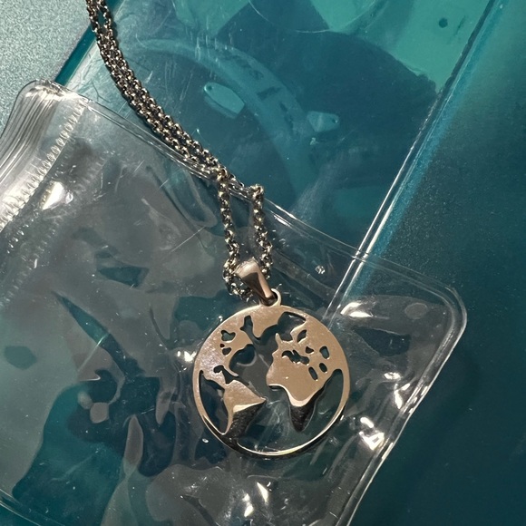 Jewelry - Silver World Map Necklace Mother Earth Necklace